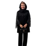 📌 مدل: کت و شلوار گیپور 🧶 جنس: کرپ شاین دار 📏 سایزبندی: 38 تا 50 🎨 رنگ‌بندی: مشکی سایز بزرگ
