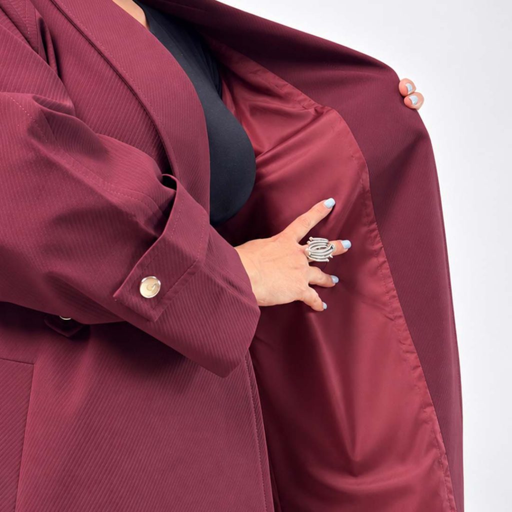 نمای جزئیات بارانی سایز بزرگ جلو باز پرچ سایز 64-40 کد 1532