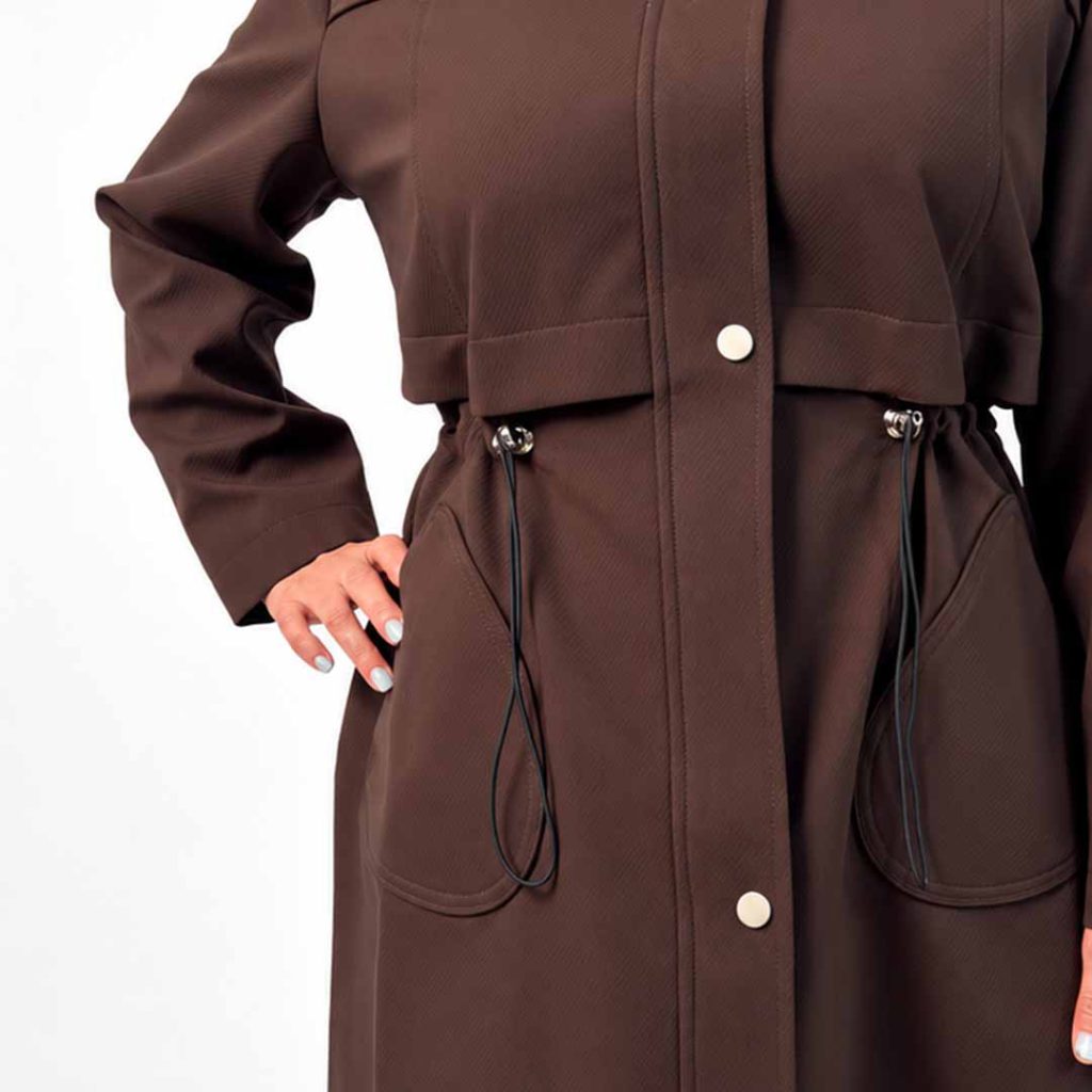 نمای جزئیات بارانی جیب از رو سایز بزرگ سایز 40-64 کد 1539