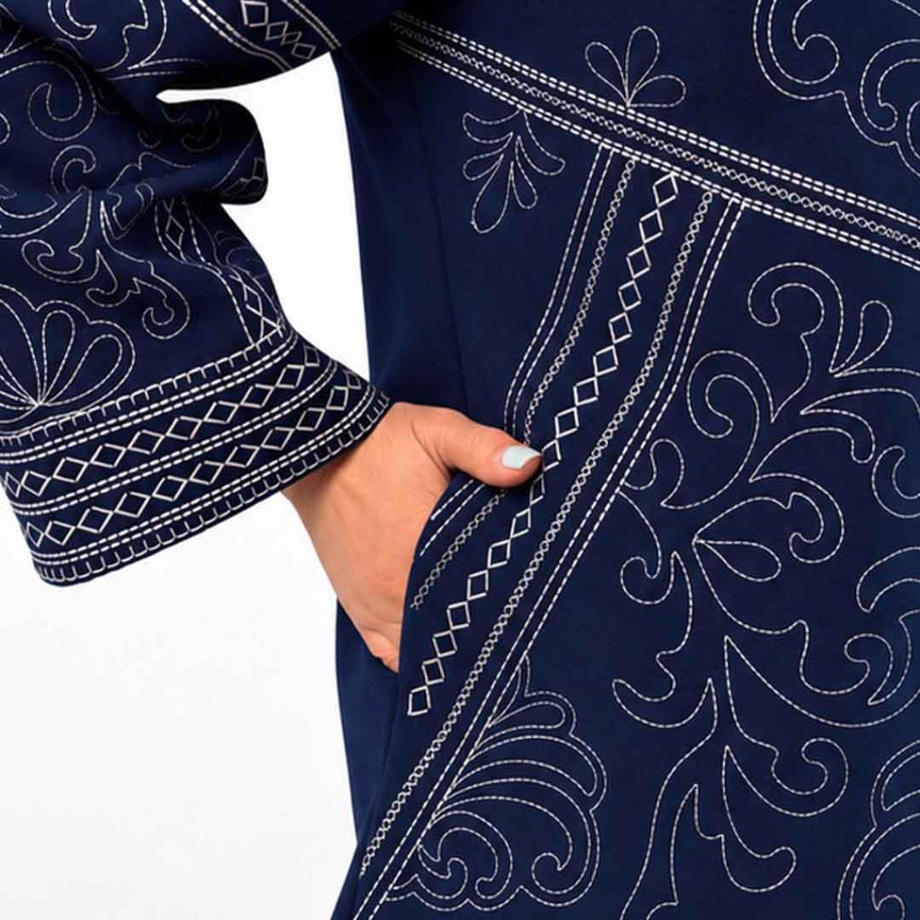 نمای جزئیات کت مجلسی ترمه مخمل سایز 38-52 کد 1576